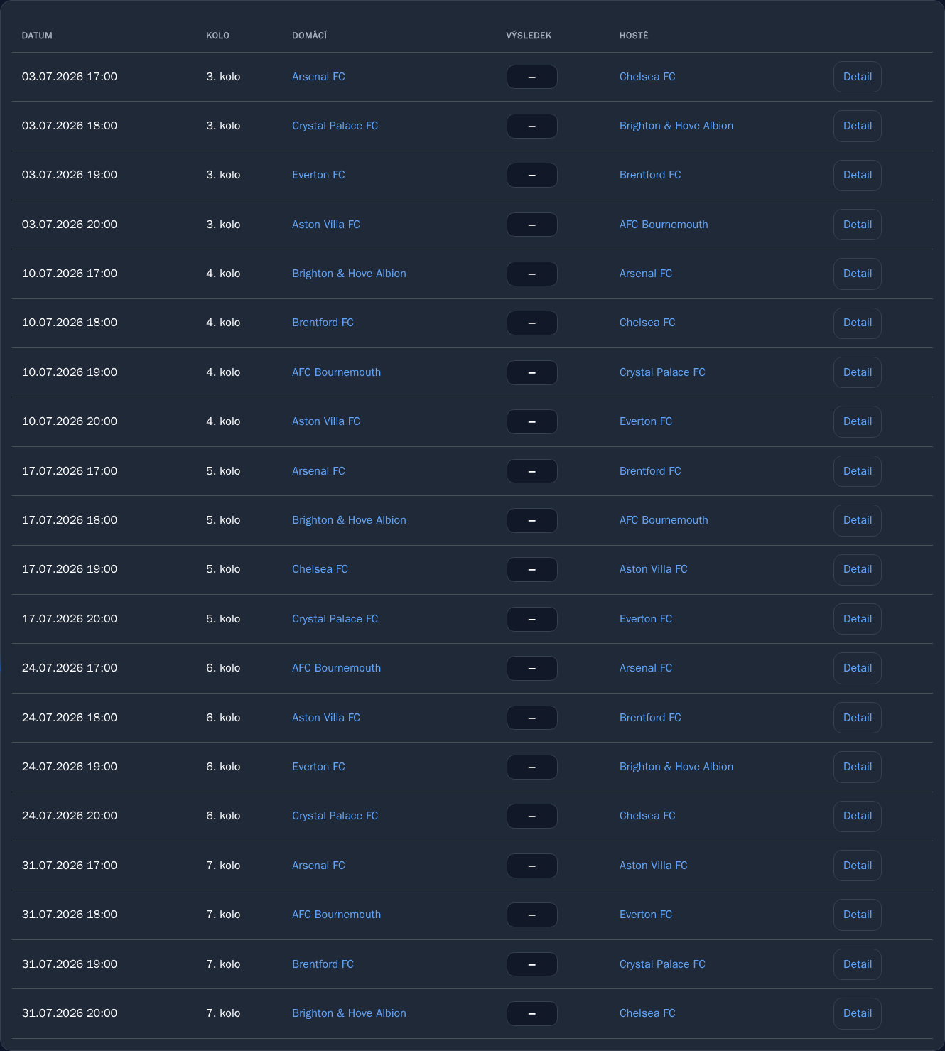 JoomLeague match schedule demo